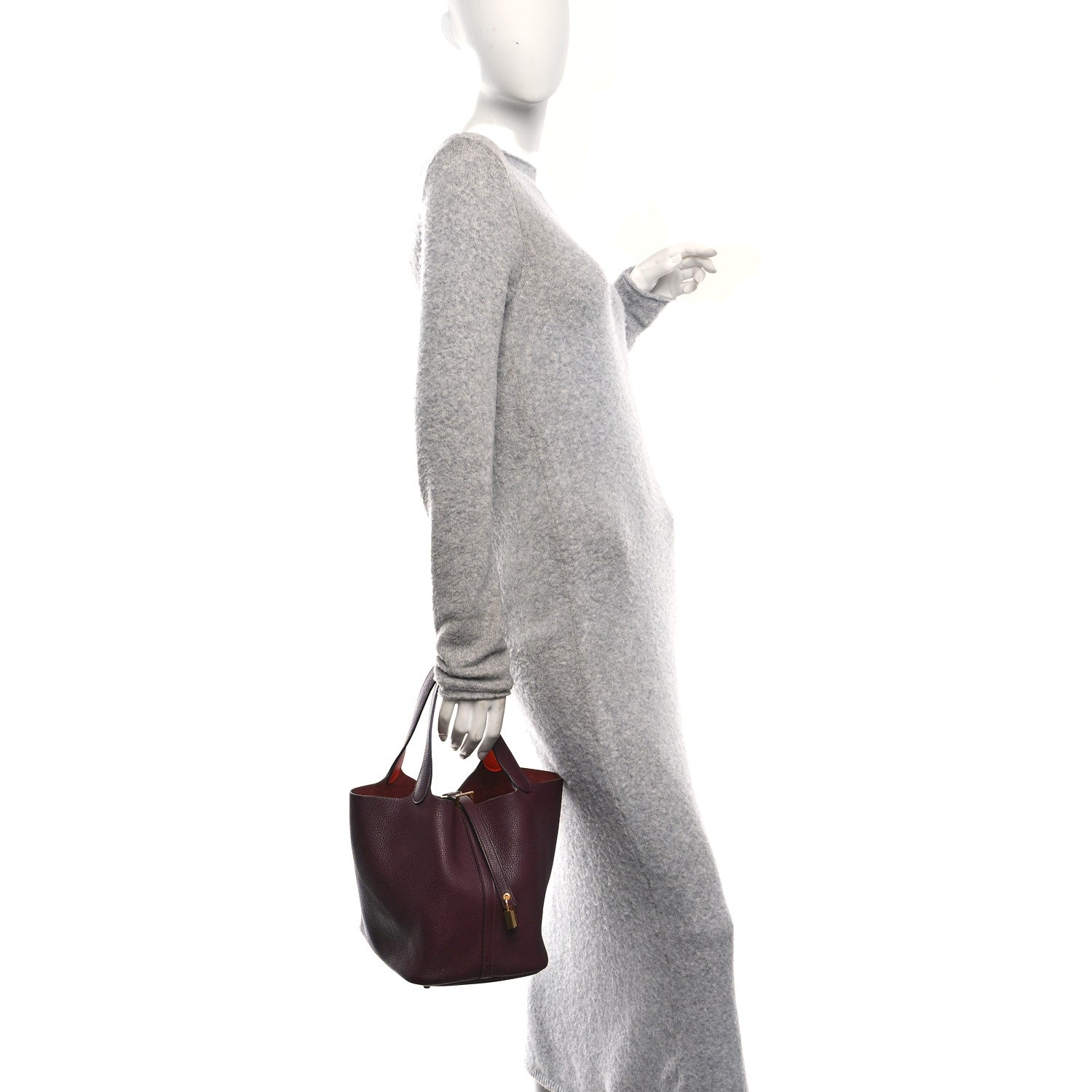 Taurillon Clemence Swift Eclat Picotin Lock 22 MM Prune Orange Poppy