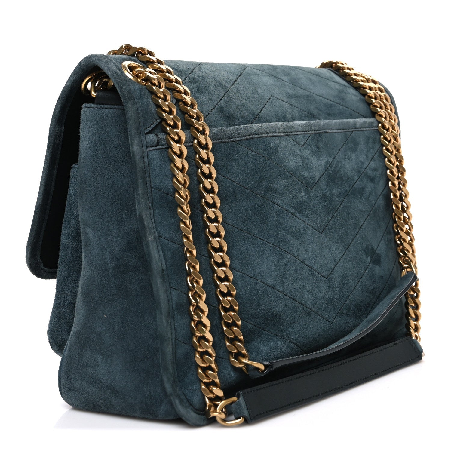 Suede Monogram Medium Niki Chain Satchel Green