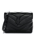 Calfskin Y Quilted Monogram Monochrome Toy Loulou Crossbody Bag Black