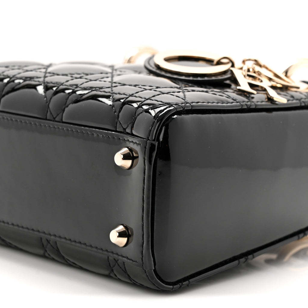 Patent Cannage Mini Lady Dior Black
