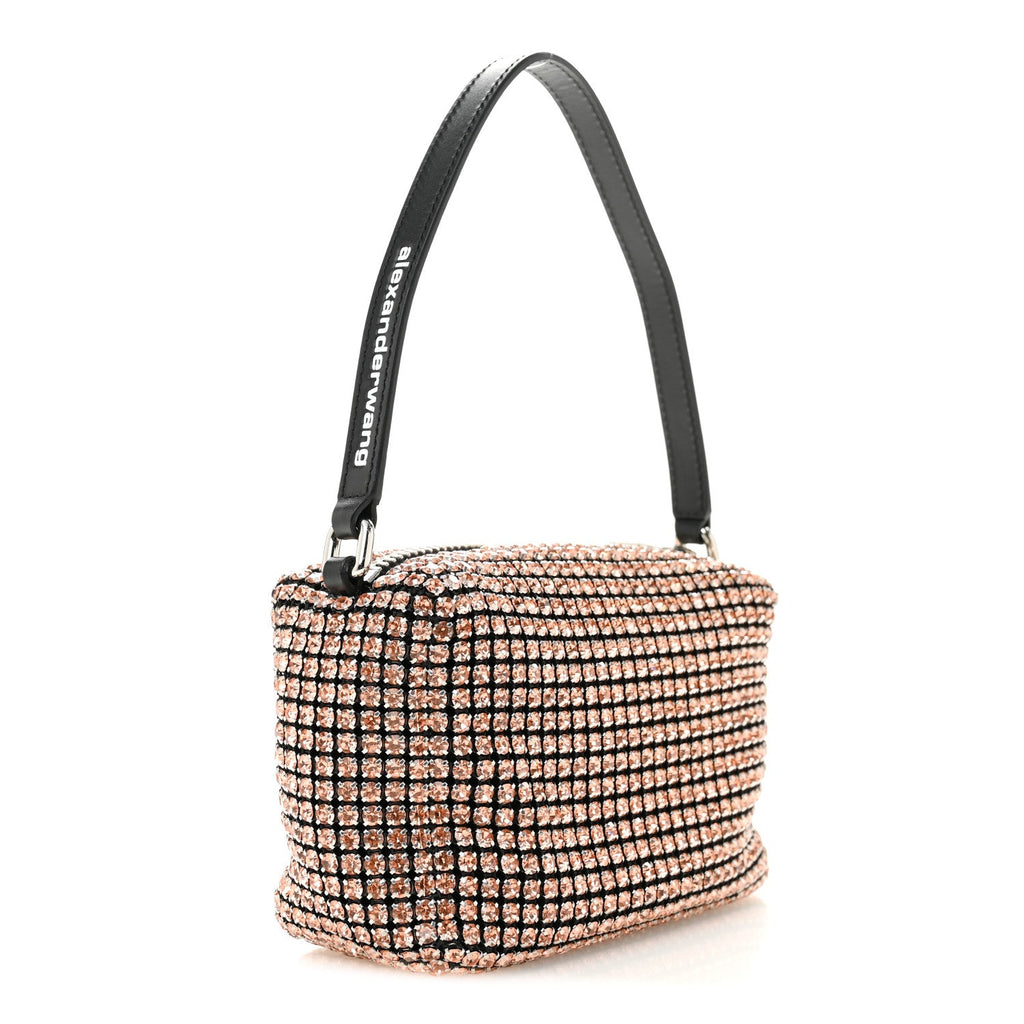 Mesh Crystal Rhinestone Mini Heiress Pouch Faded Neon Orange
