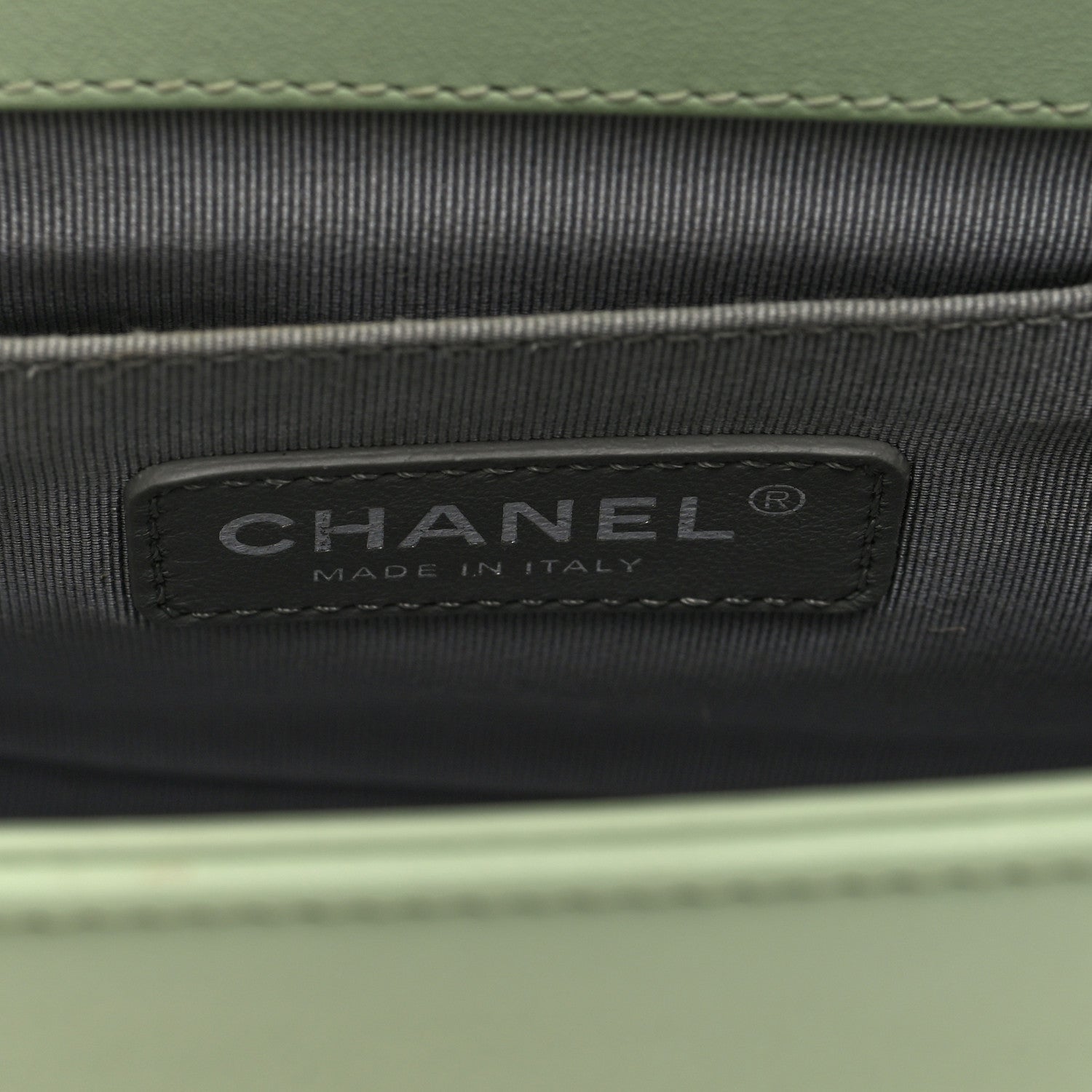 Calfskin Chevron Quilted Medium Boy Flap Light Green