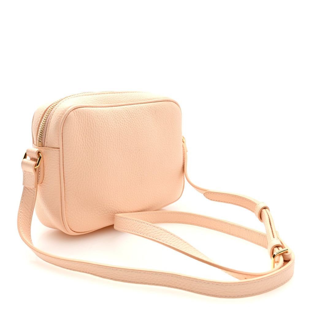 Grained Calfskin Small Camera Bag Peach Pink
