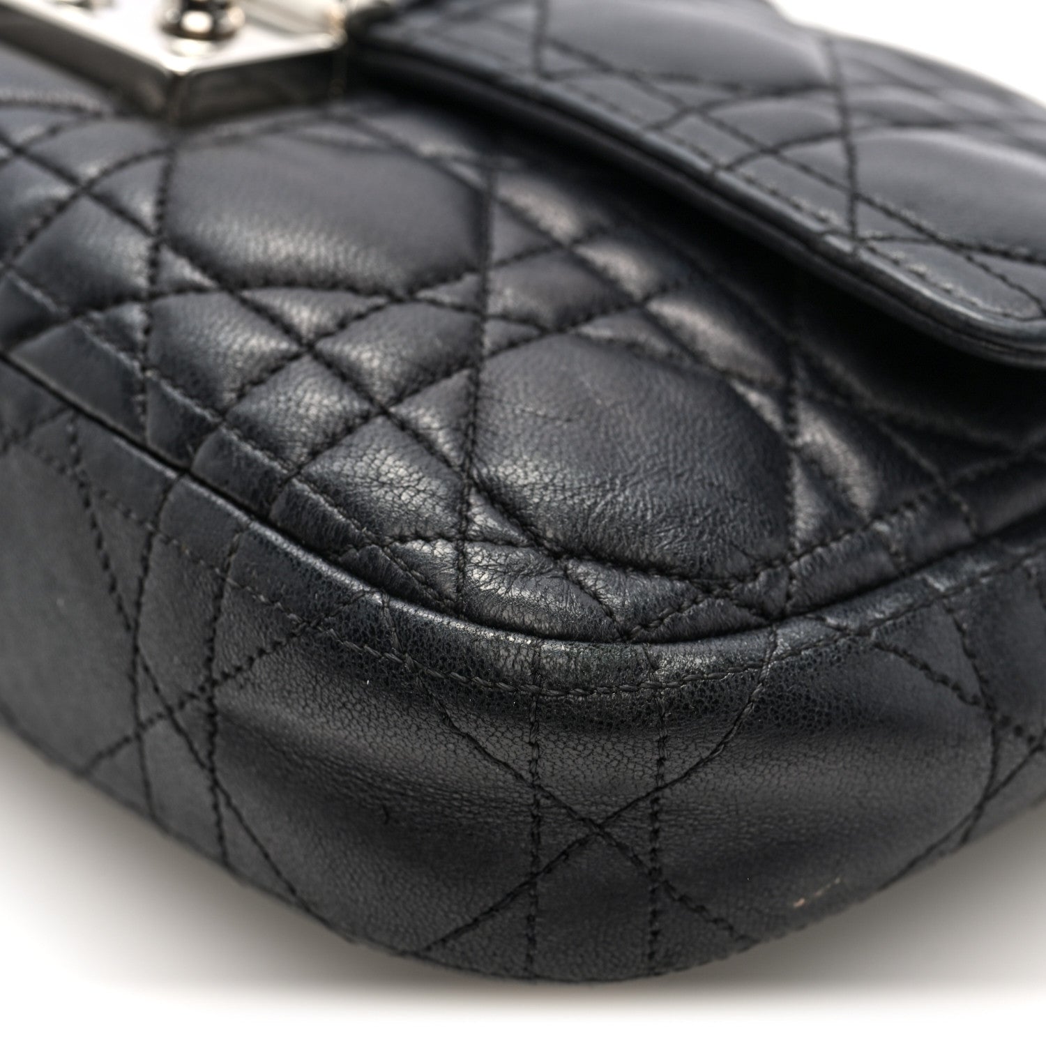 Lambskin Cannage Miss Dior Promenade Pouch Black