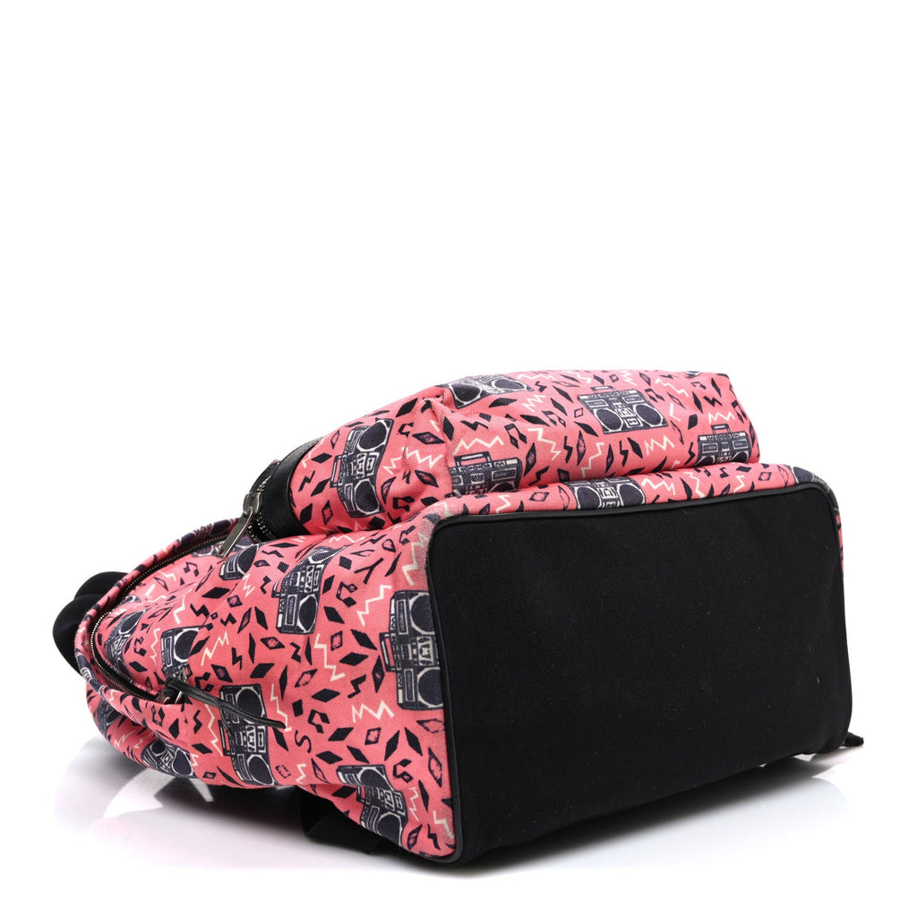 Canvas Radio Print City Backpack Pink