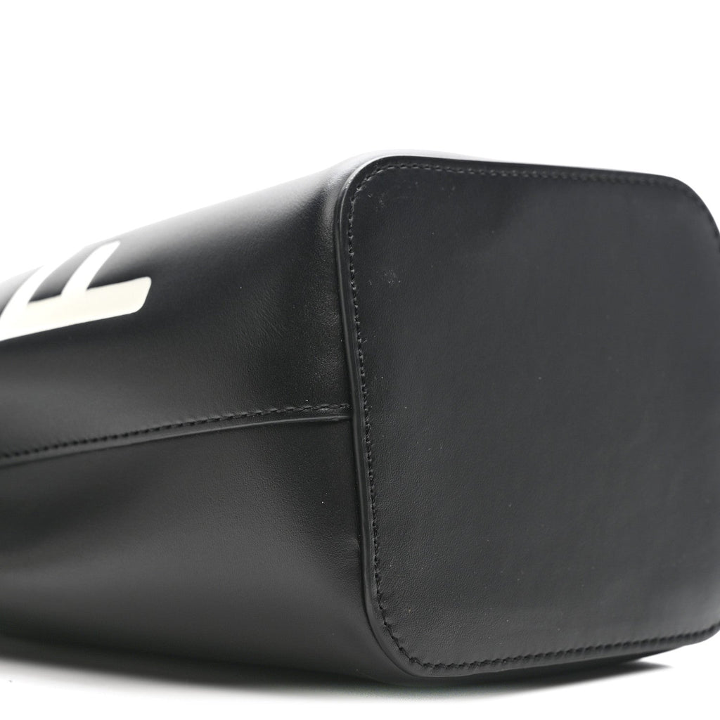 Vitello King F is Fendi Logo Embossed Mini Mon Tresor Bucket Bag Black