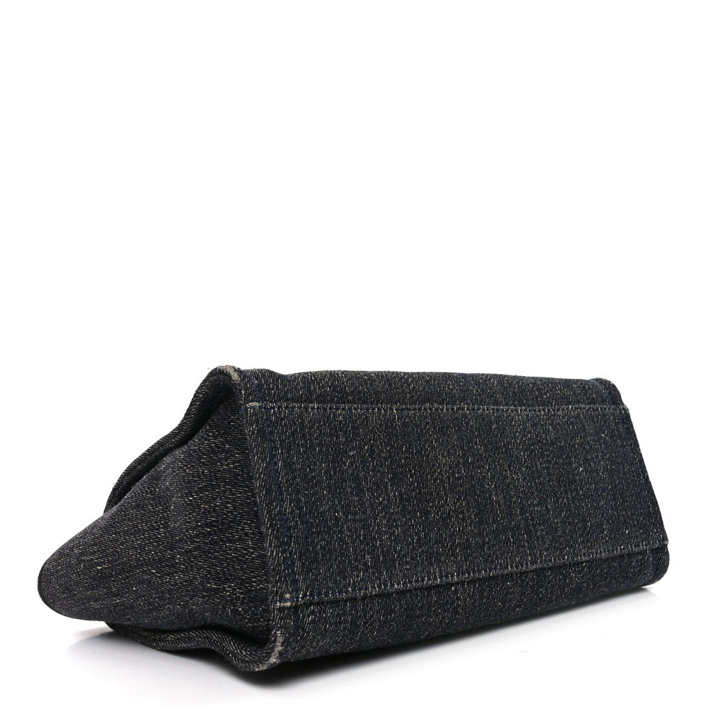 Denim Small Deauville Tote Dark Blue White