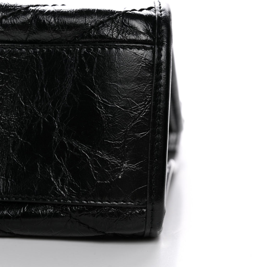 Crinkled Calfskin Matelasse Monogram Medium Niki Shopper Tote Black