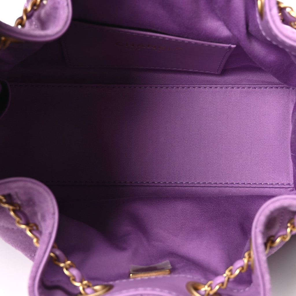 Suede Quilted Mini Chanel 25 Handbag Purple