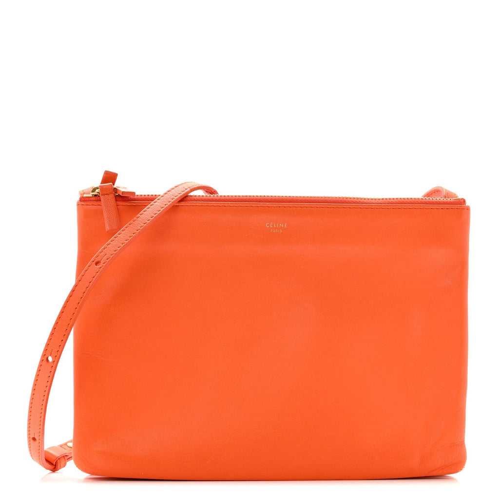 Lambskin Large Trio Crossbody Bag Orange
