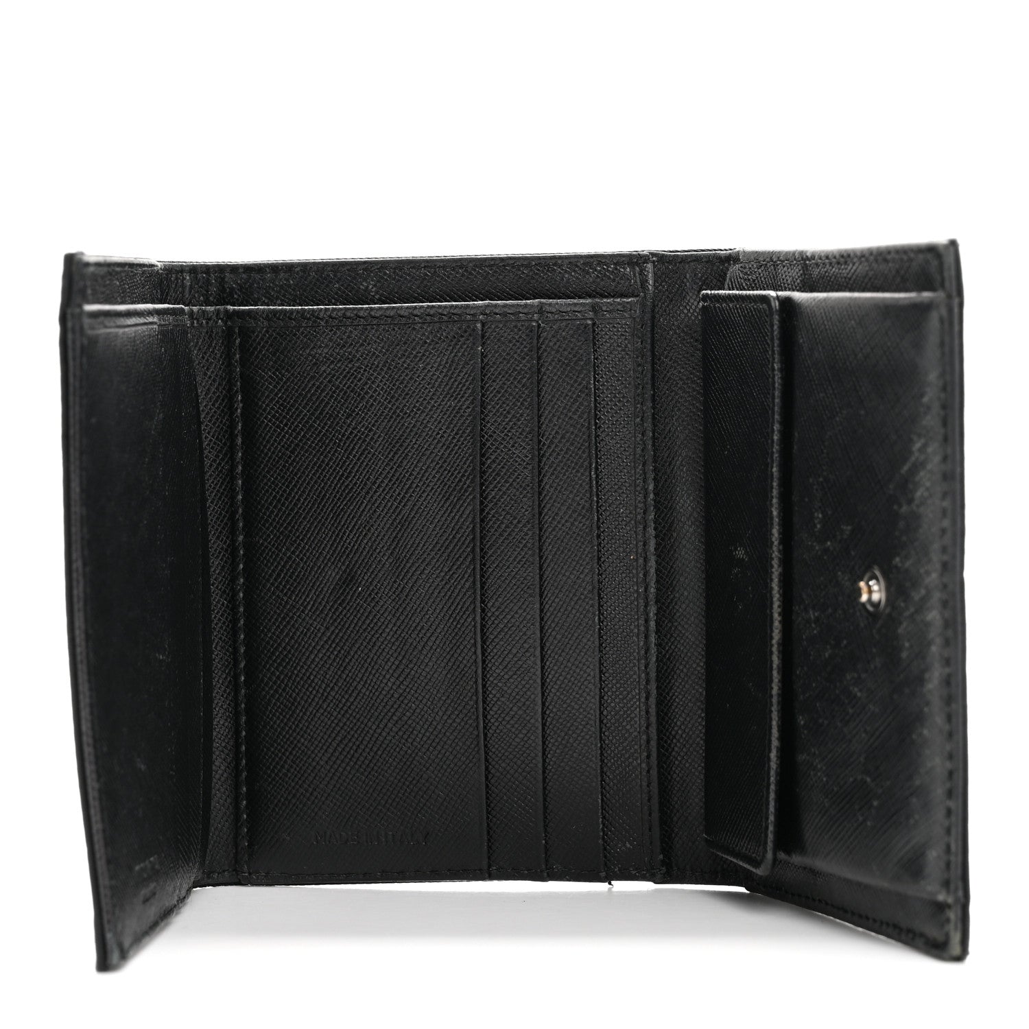 Tessuto Nylon Tri-Fold Compact Wallet  Black