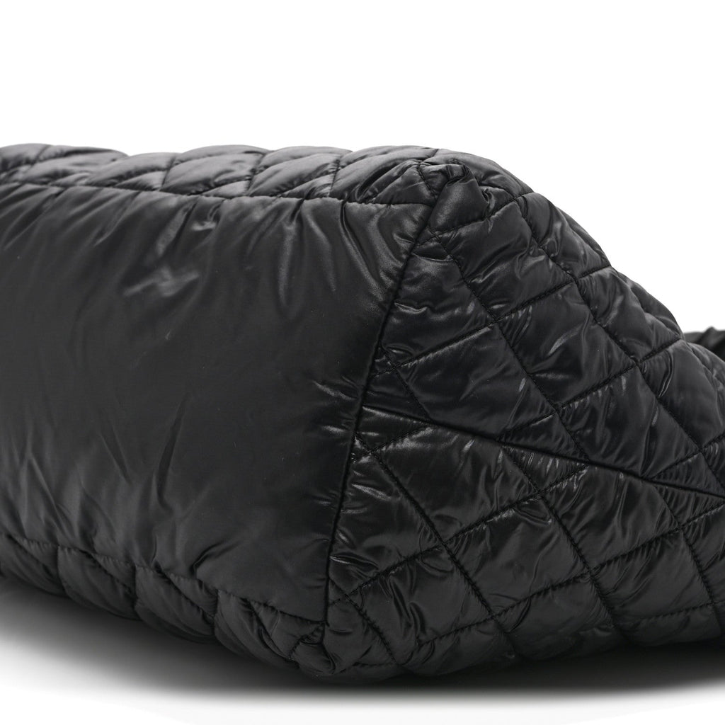 Nylon Quilted Small Coco Cocoon Tote Black