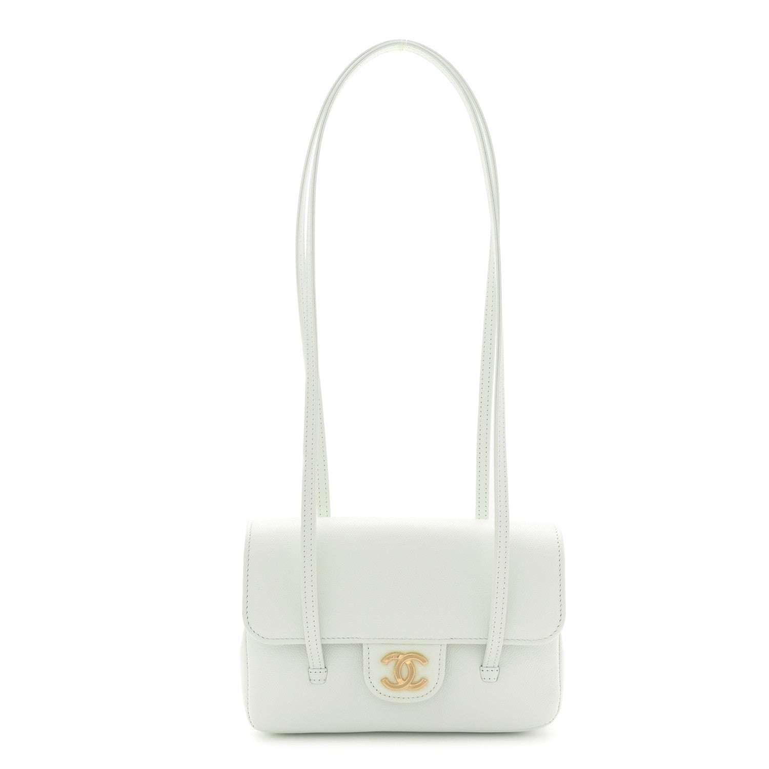 Shiny Caviar Mini Preppy Coco Shoulder Bag Light Blue