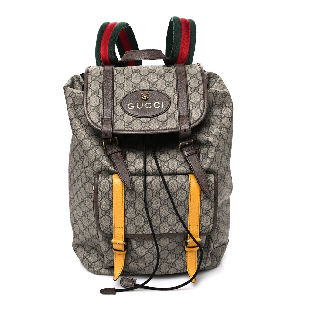 Soft GG Supreme Monogram Neo Vintage Double Buckle Backpack Beige New Acero Crop