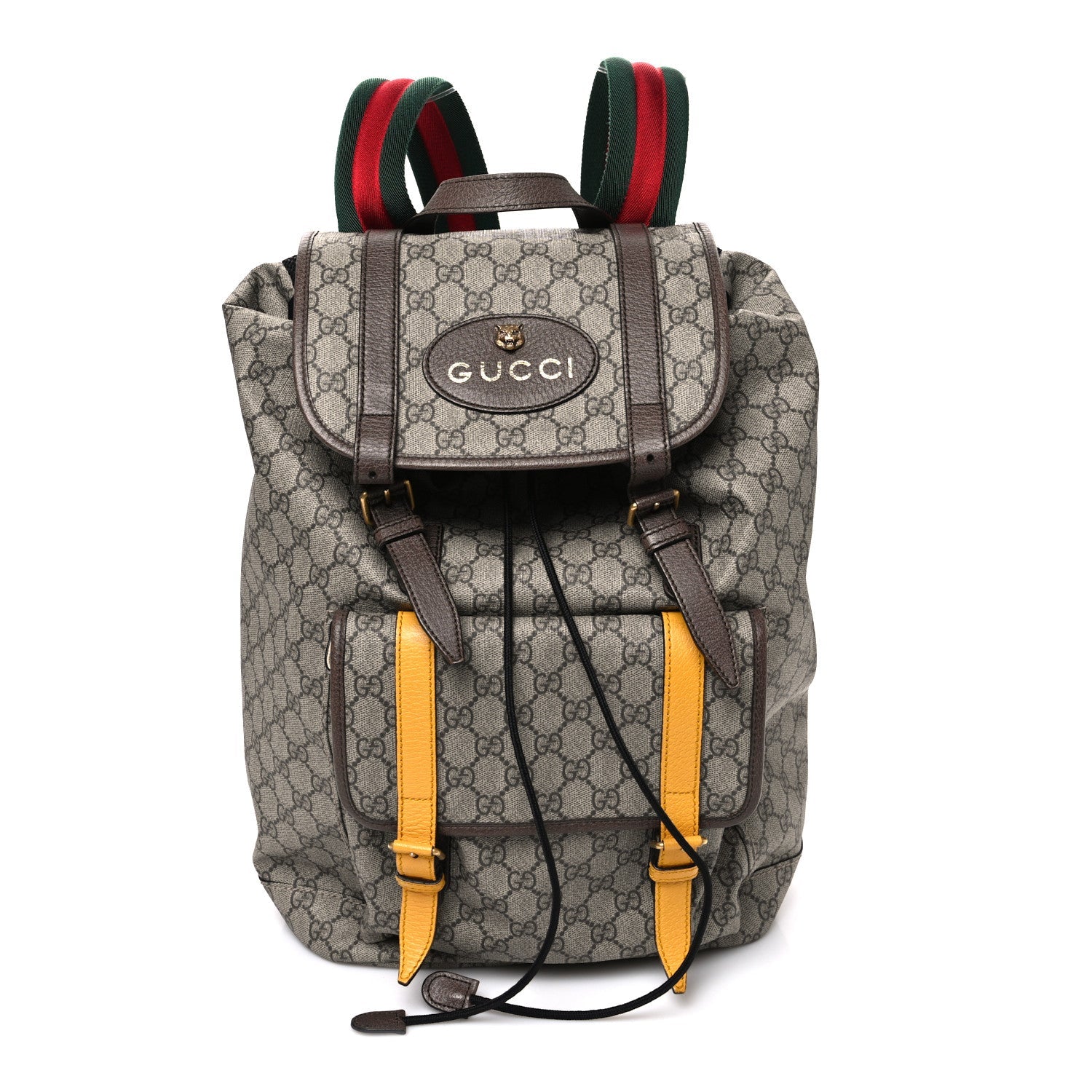 Soft GG Supreme Monogram Neo Vintage Double Buckle Backpack Beige New Acero Crop