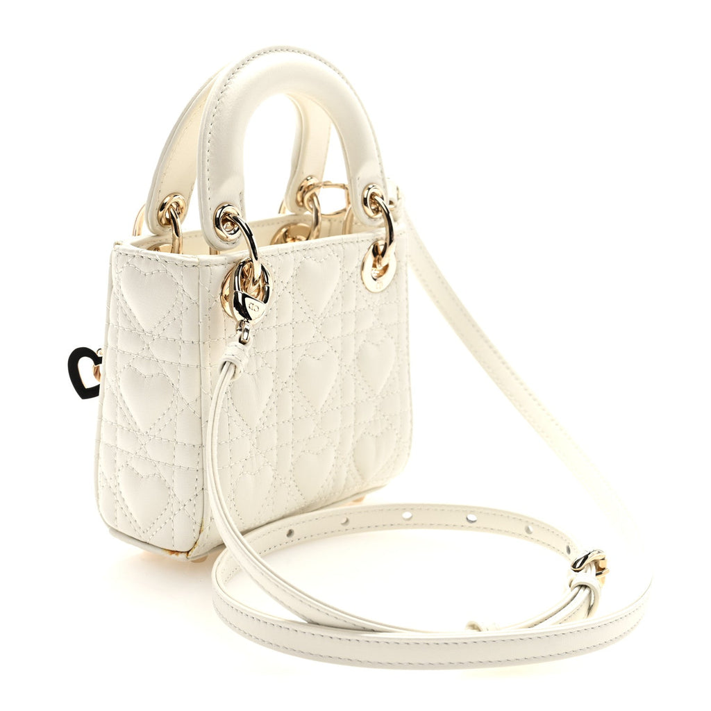 Calfskin Cannage Dioramour Micro Lady Dior Dior White