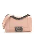 Calfskin Quilted Small Boy Flap Light Pink