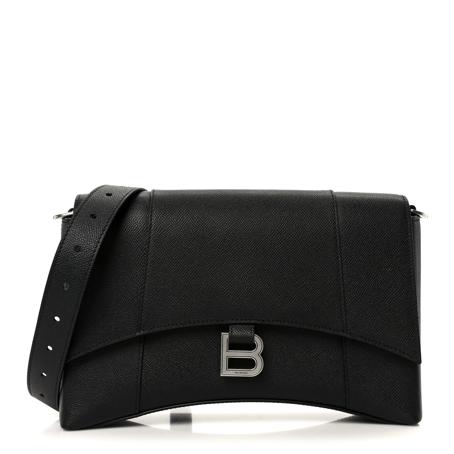 Semi Matte Soft Textured Calfskin Downtown Shoulder Bag Black
