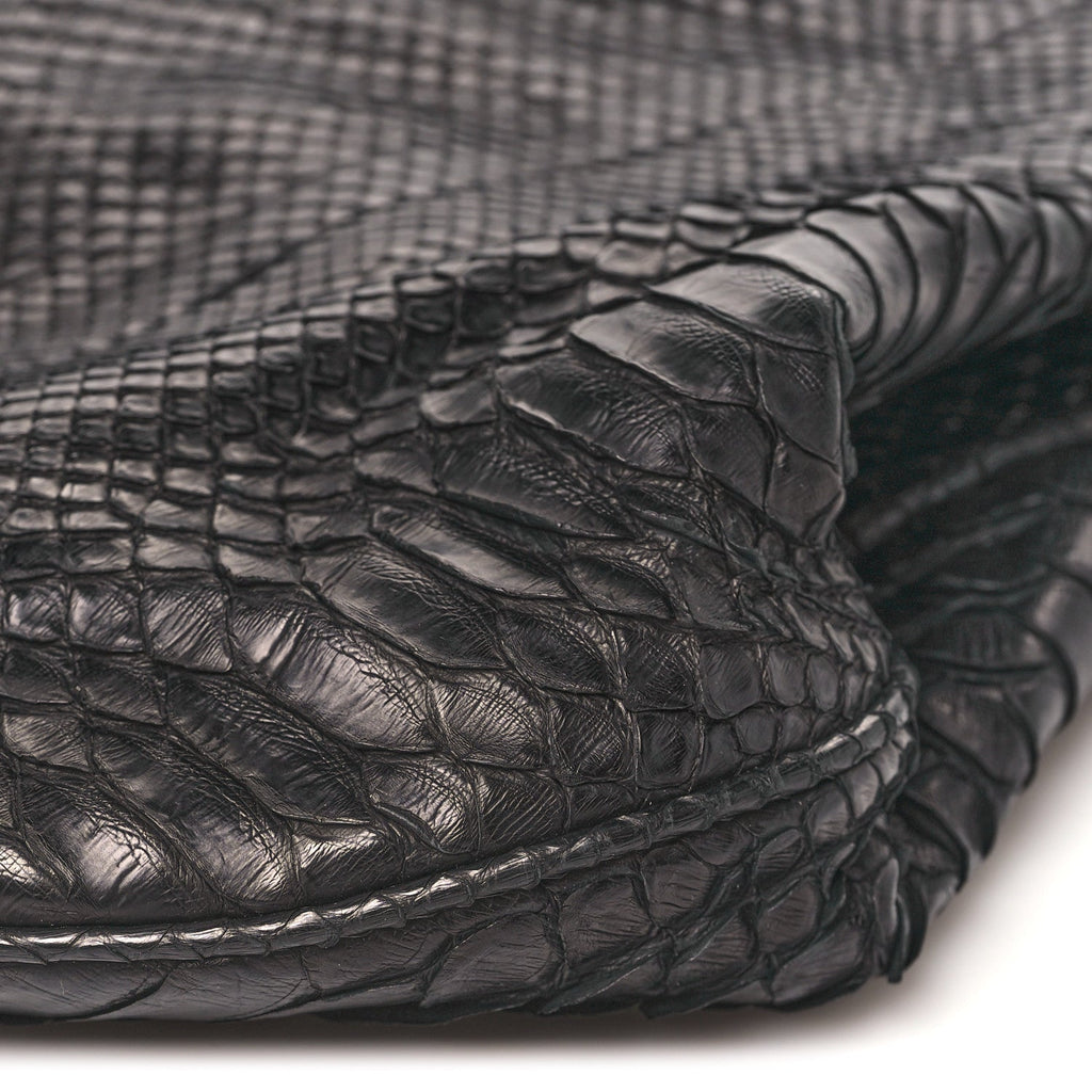 Snakeskin Rock and Chain Hobo Black