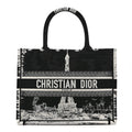 Canvas Embroidered Medium Paris Book Tote Black White