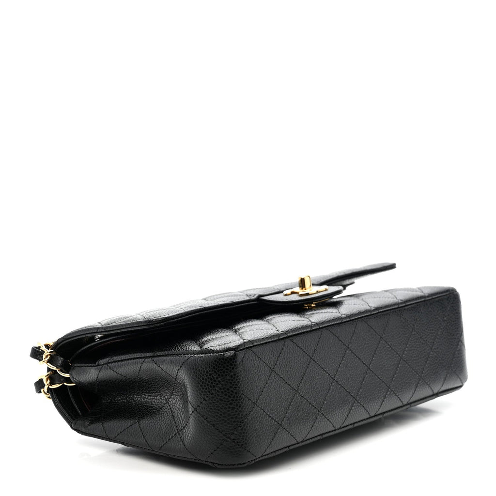 Caviar Quilted Medium Double Flap Black