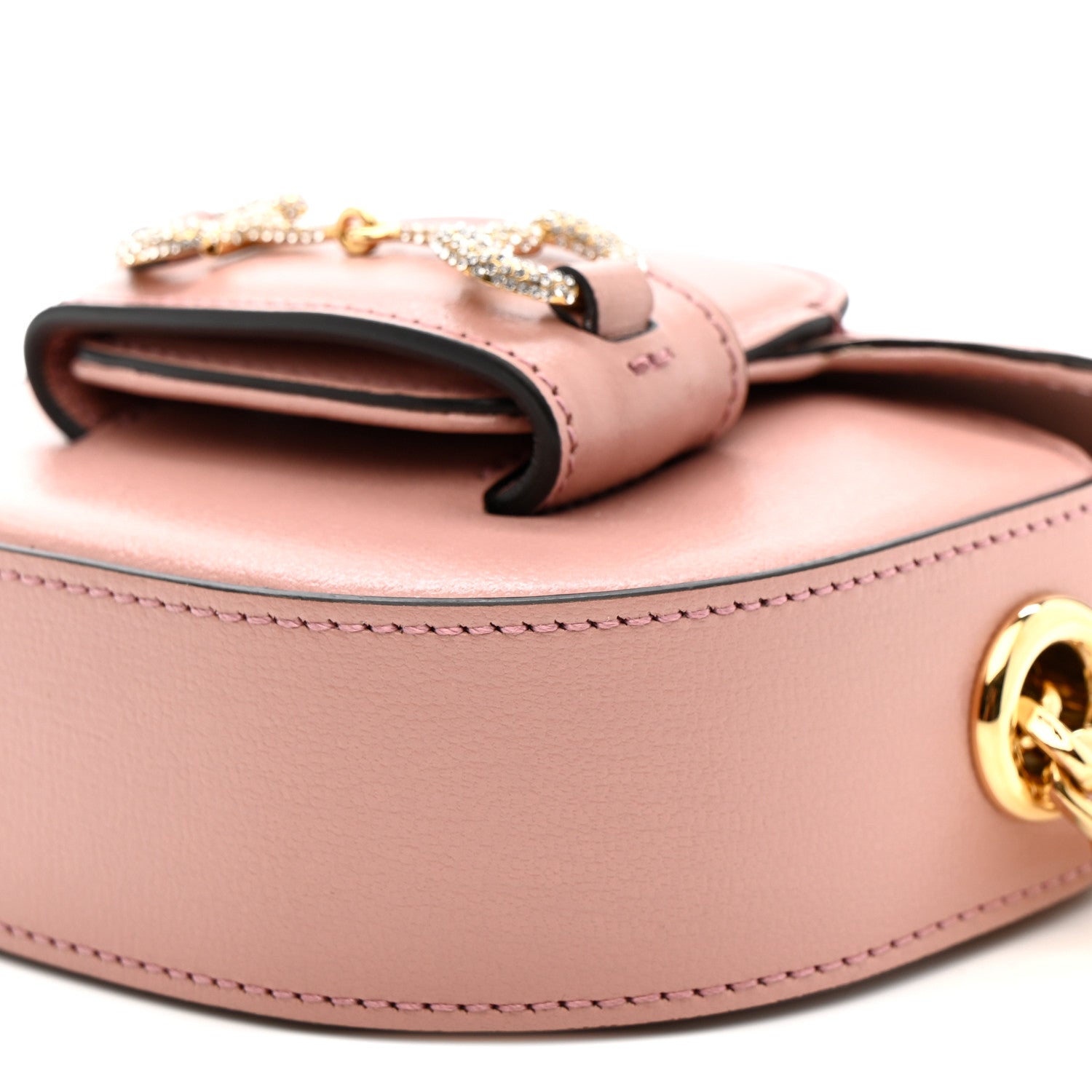 Azalea Calfskin Crystal GG Monogram Mini Horsebit 1955 Waist Bag Pink