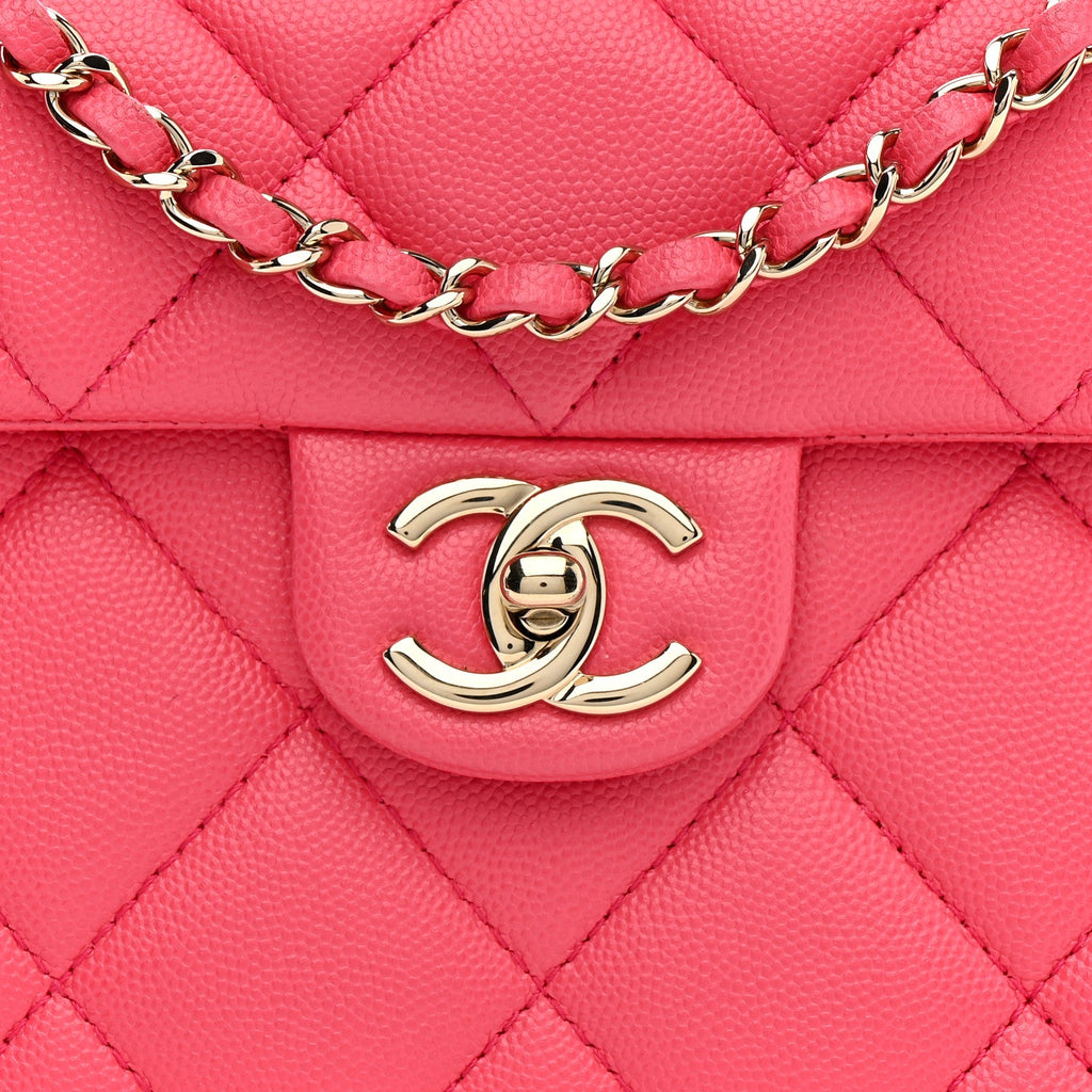Caviar Quilted Mini Retro Twist Top Handle Flap Pink