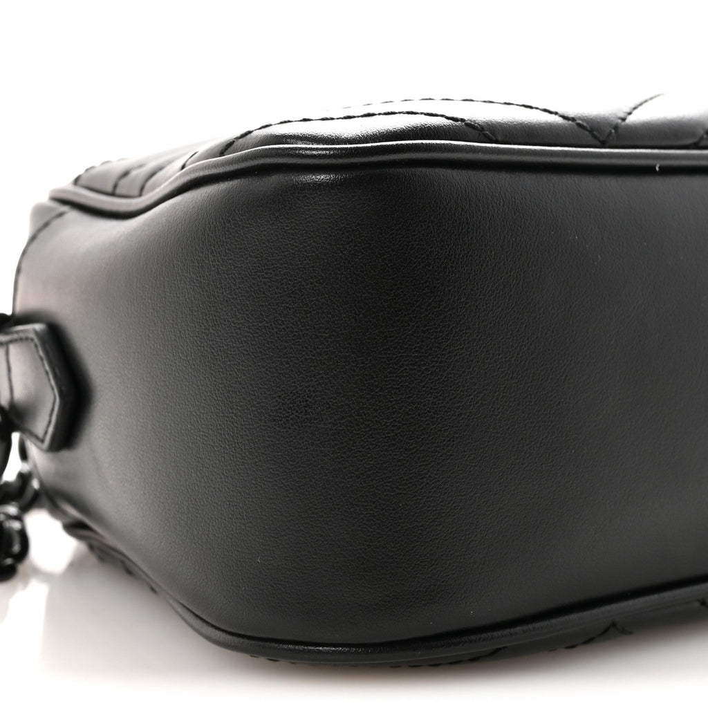 Calfskin Matelasse Monochrome Small GG Marmont Chain Shoulder Bag Black