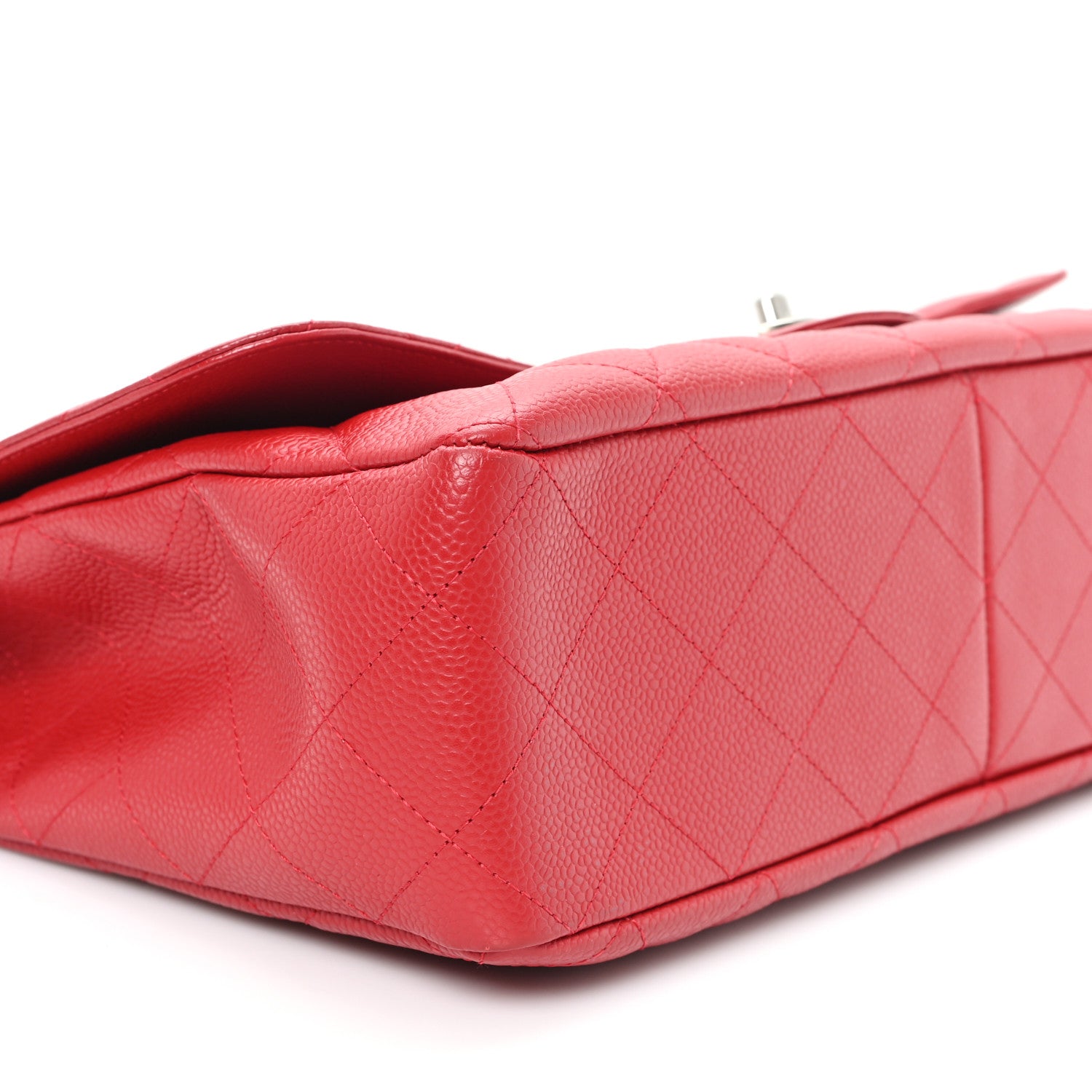 Caviar Quilted Jumbo Single Flap Red