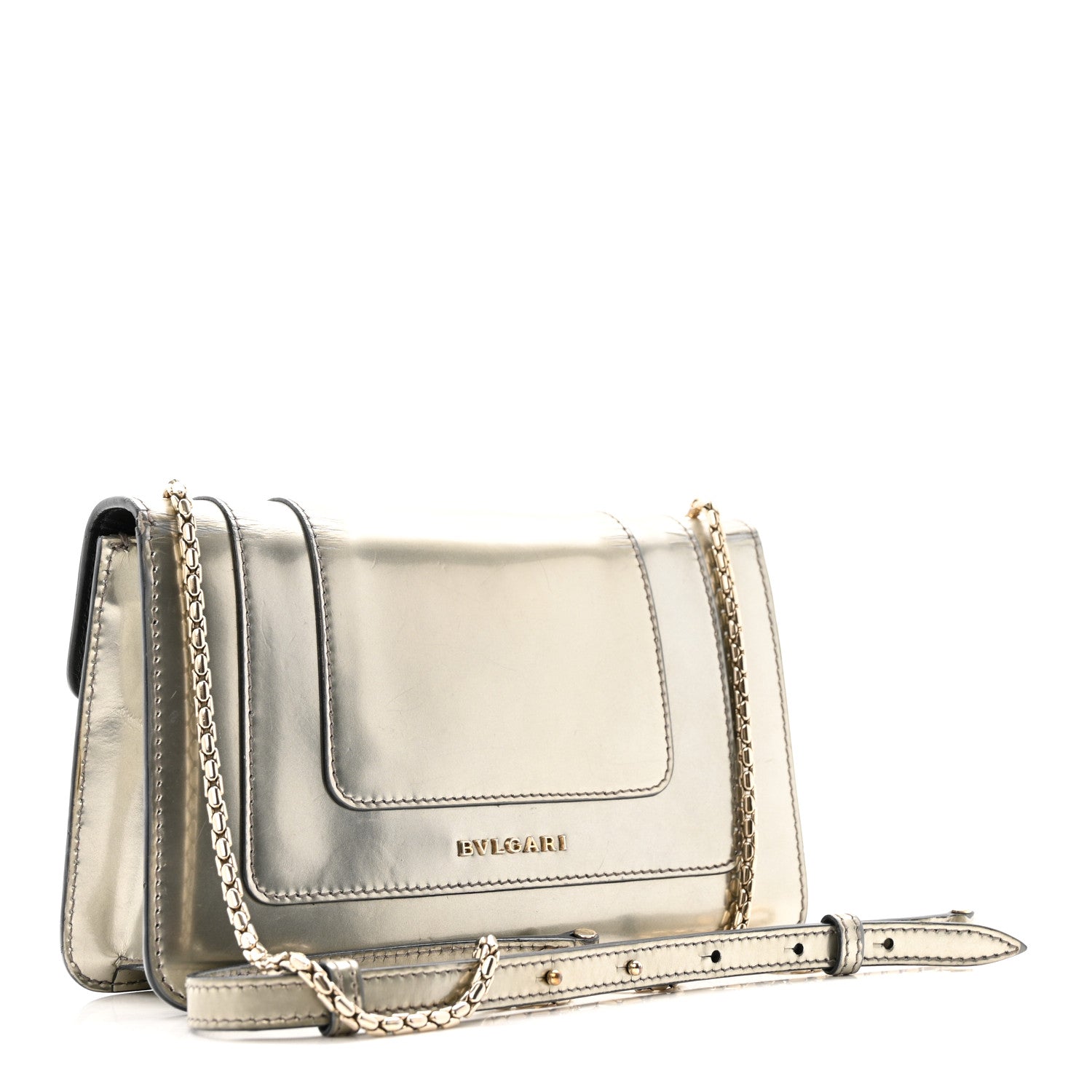 Metallic Serpenti Forever Small Shoulder Bag Silver