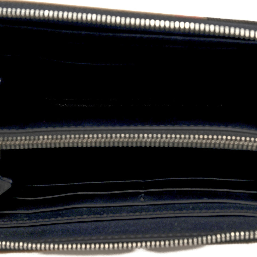 Grainy Calfskin House Check Snakeskin Elmore Zip Around Wallet