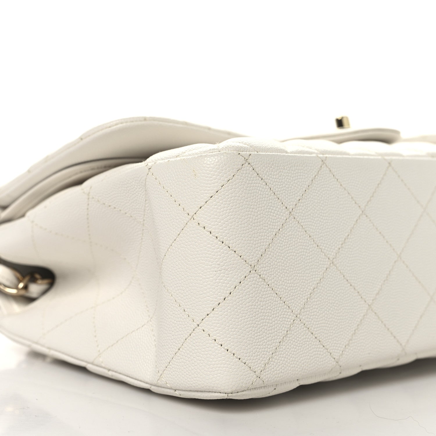 Caviar Quilted Jumbo Double Flap White