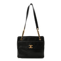 Lambskin CC Flap Shopping Tote Black