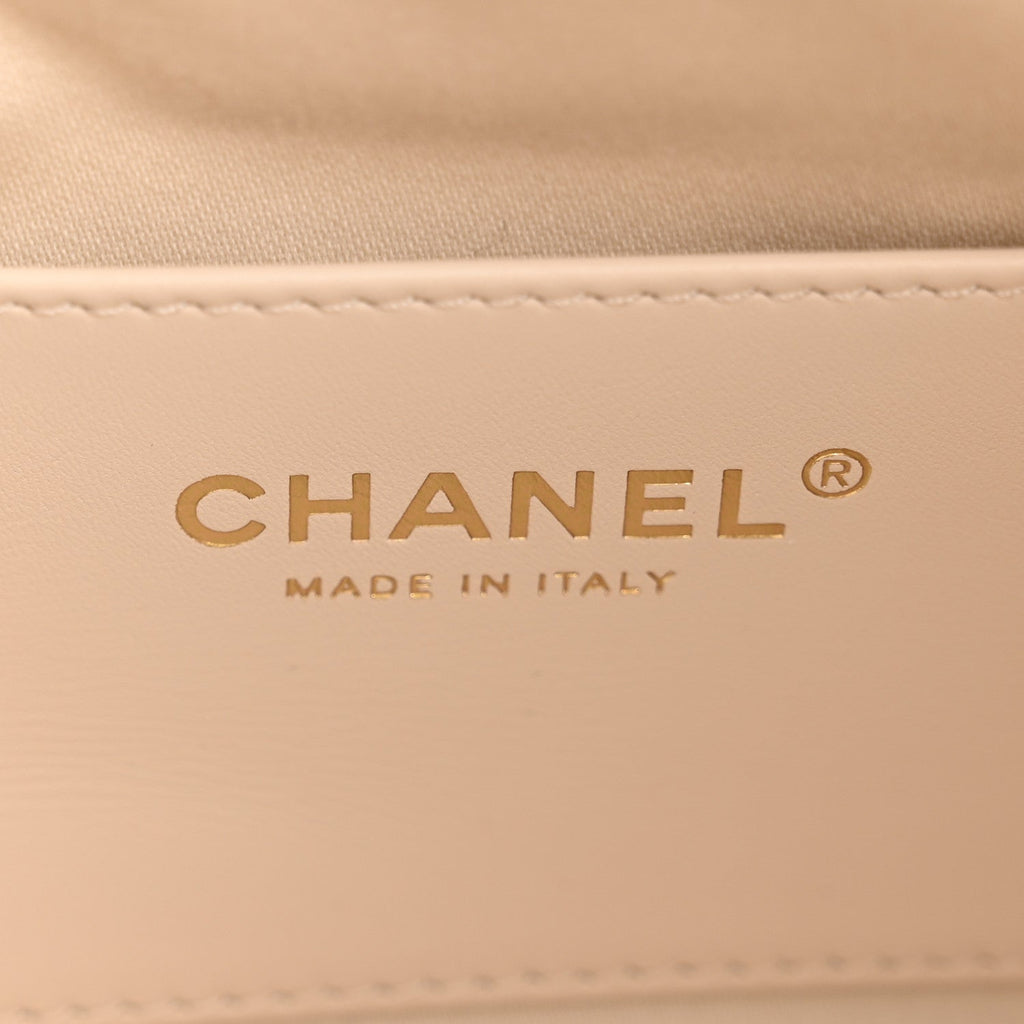 Caviar Quilted Mini Chanel 25 Handbag White