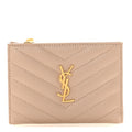 Grain De Poudre Matelasse Chevron Monogram Zipped  Case Dark Beige