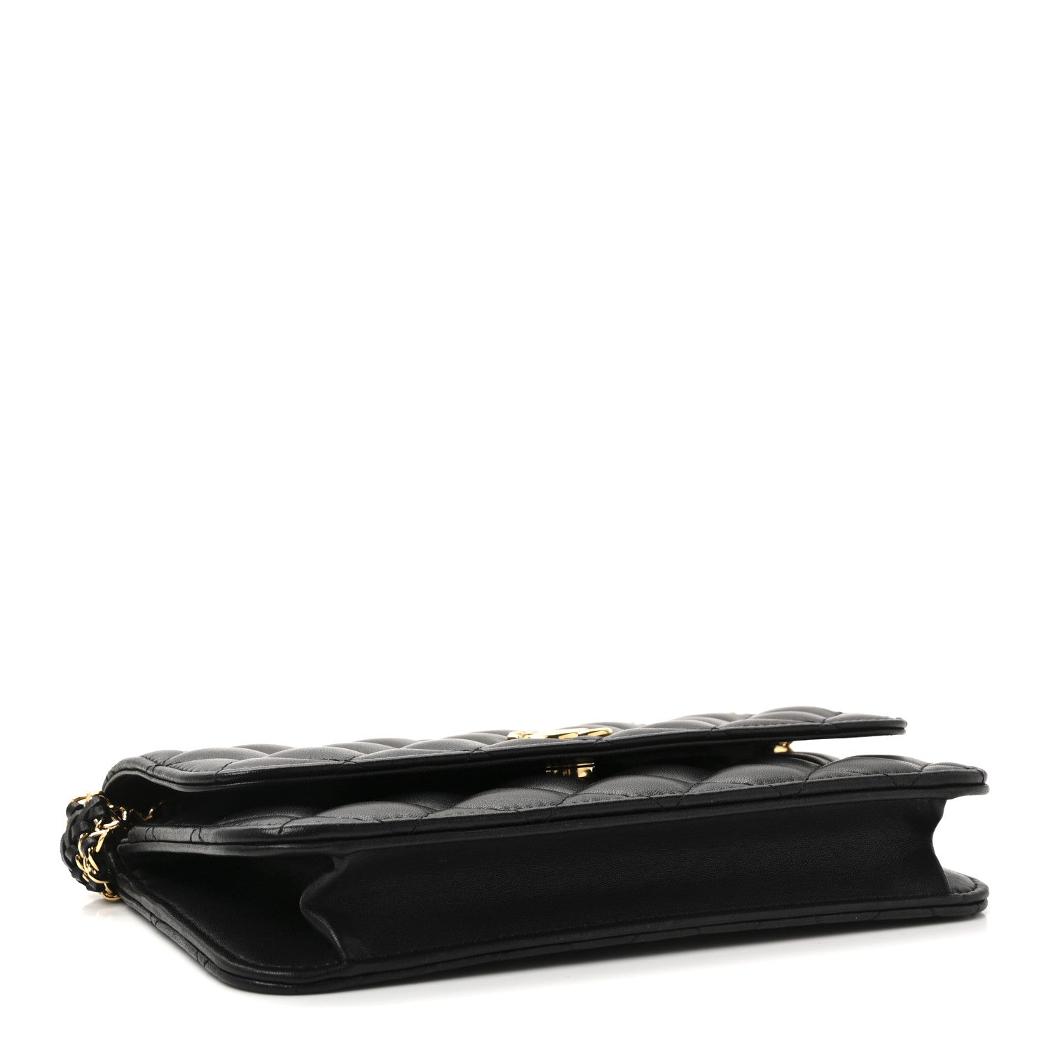 Lambskin Quilted Flap Shoulder Bag Chain Black
