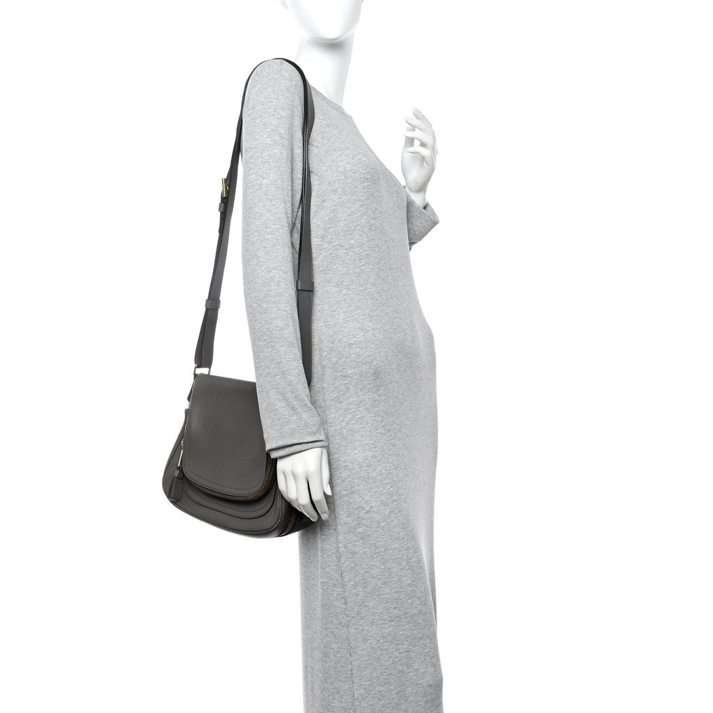 Calfskin Medium Shaded Jennifer Crossbody Bag Grey