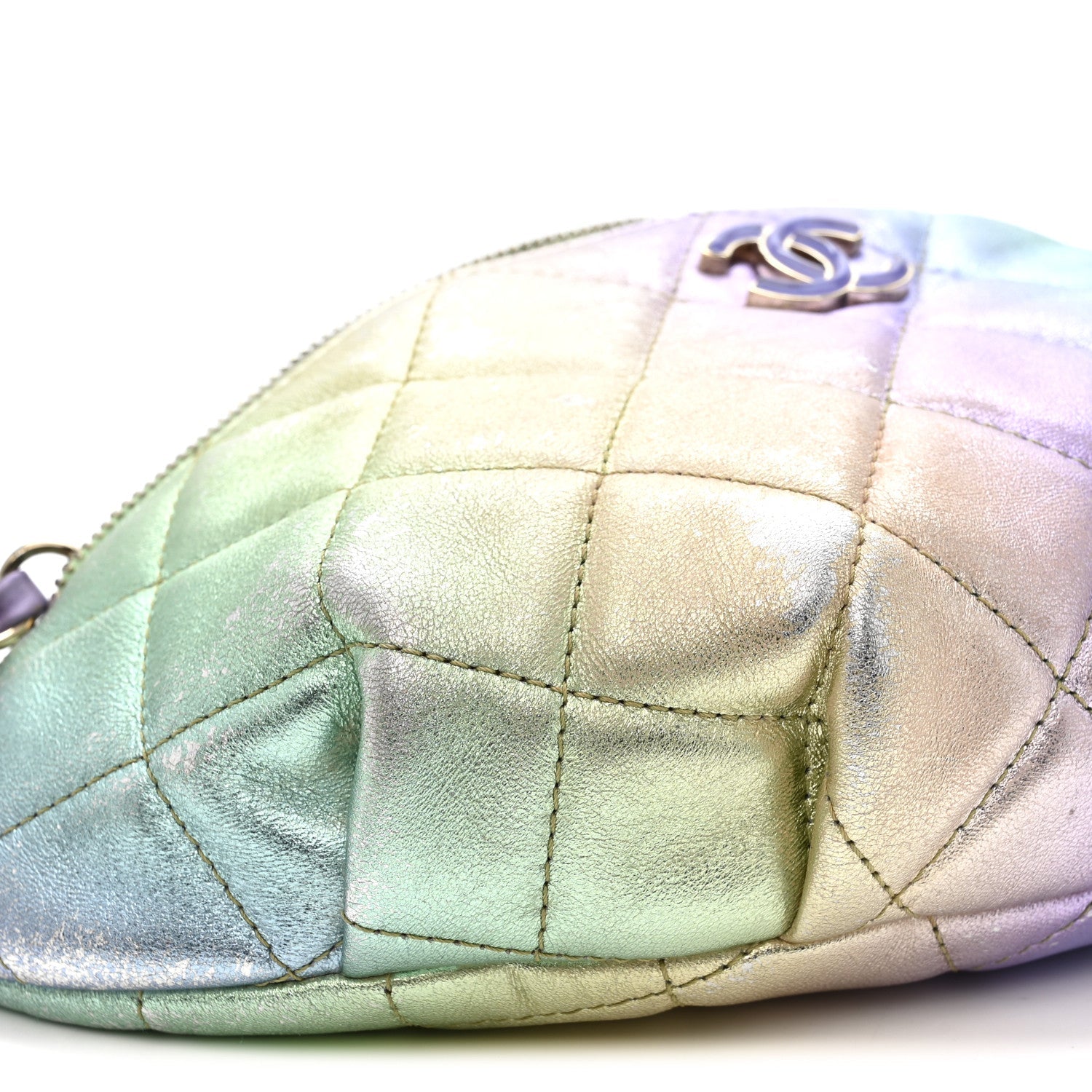 Gradient Metallic Lambskin Quilted Walking Mood Waist Bag Fanny Pack Pink Purple Green