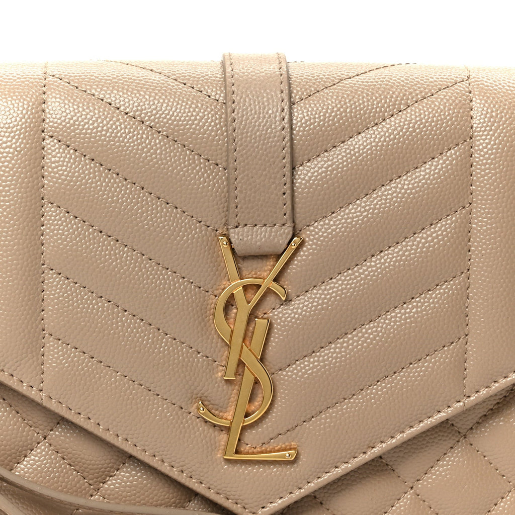 Grain De Poudre Textured Mixed Matelasse Triquilt Monogram Clutch Dark Beige