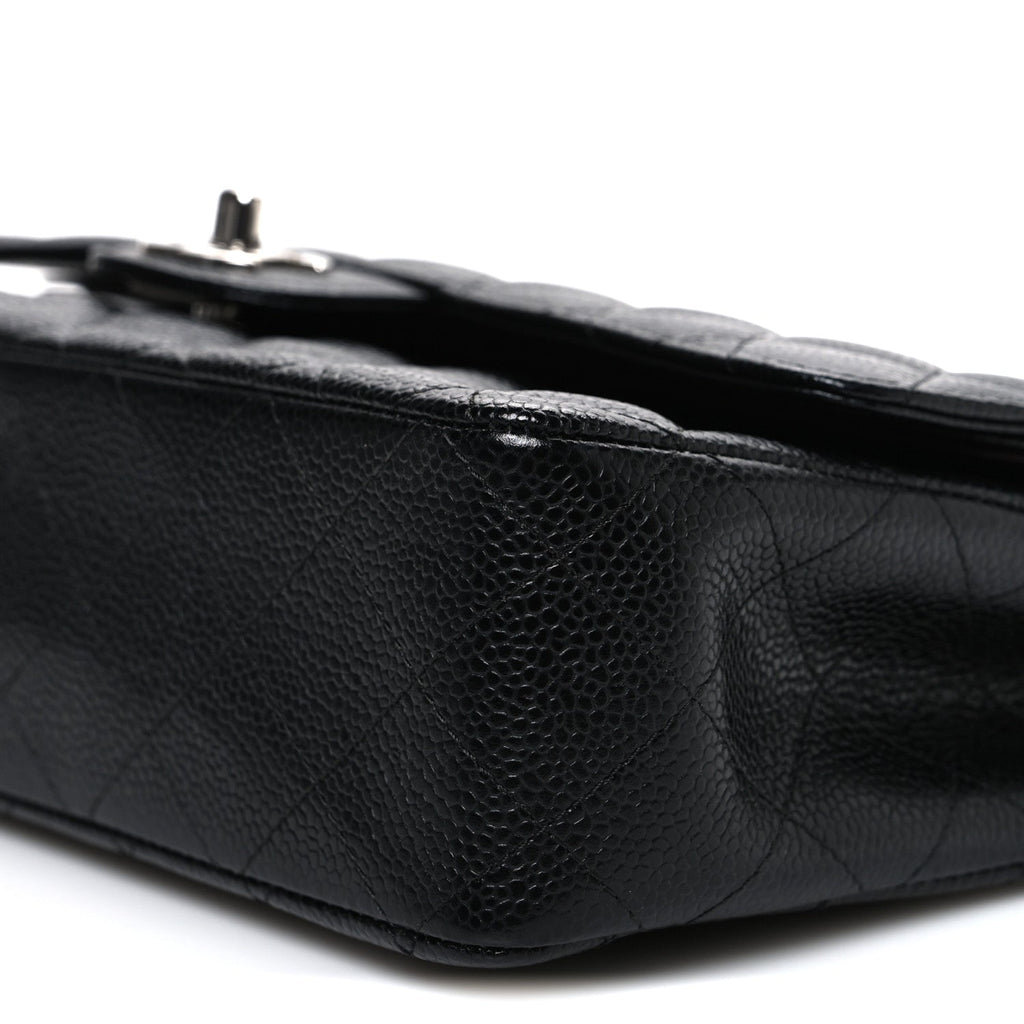 Caviar Quilted Medium Double Flap Black