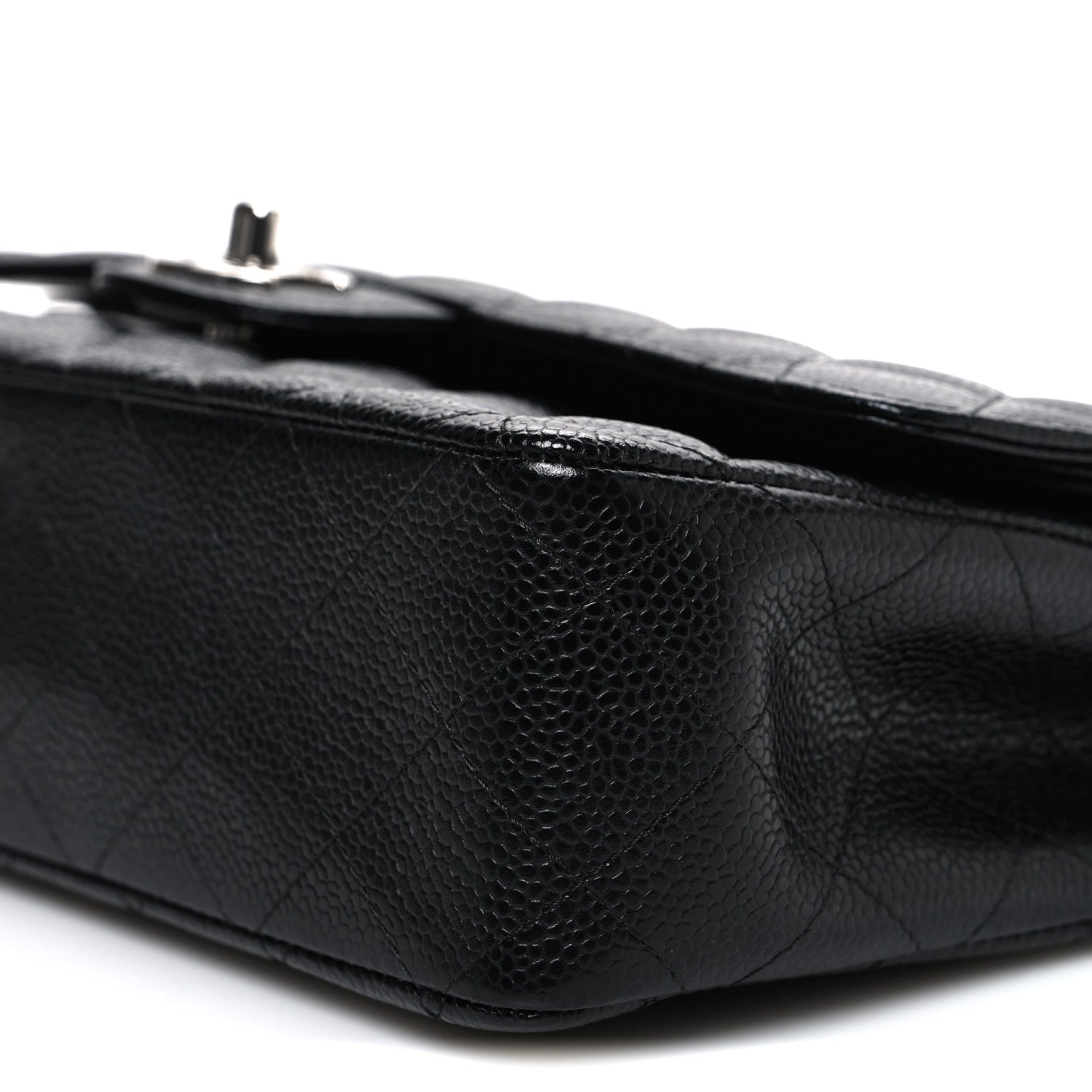Caviar Quilted Medium Double Flap Black