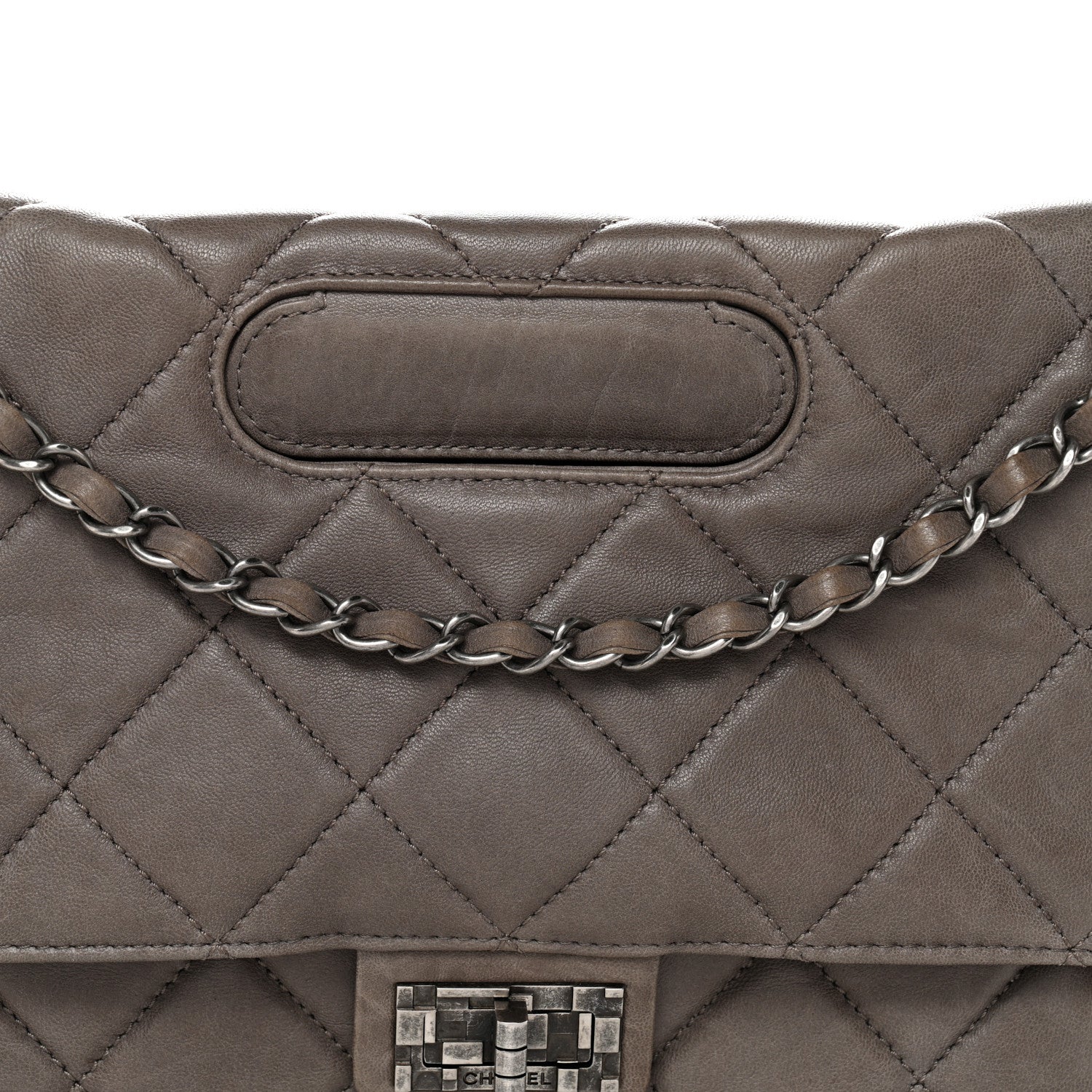 Washed Lambskin Jumbo Take Away Flap Grey