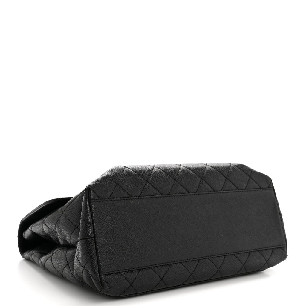 Caviar Quilted Jumbo Kelly Flap Black