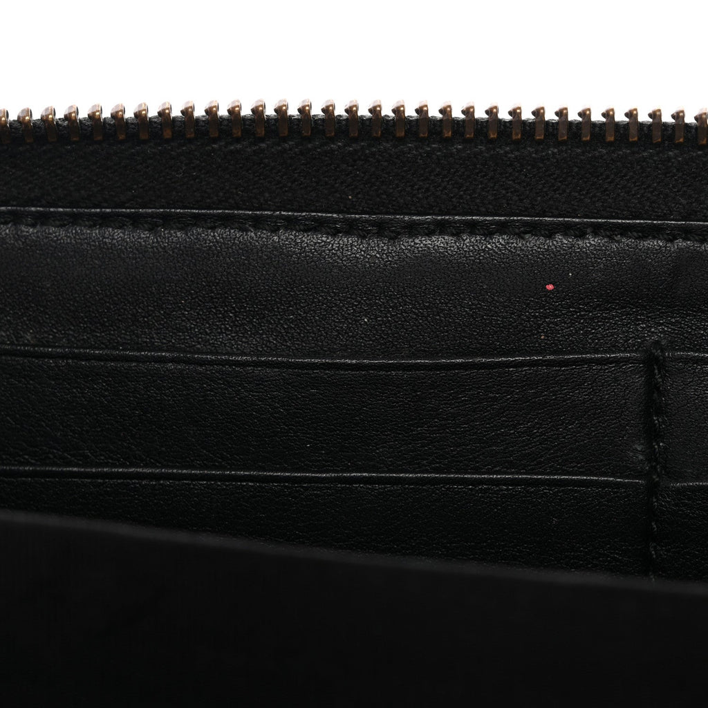 Calfskin Matelasse GucciGhost GG Marmont Zip Around Wallet Black New Acquamarine