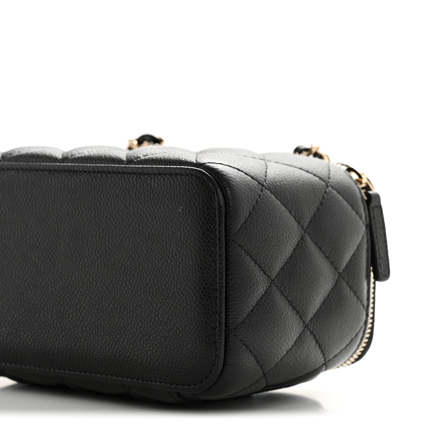 Caviar Quilted Small Tiny CC Vanity Case With Chain Black