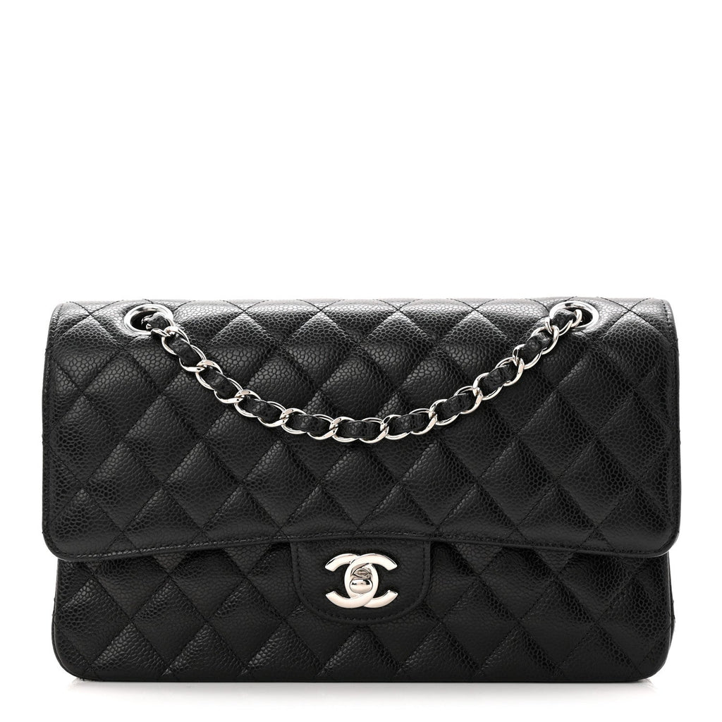 Caviar Quilted Medium Double Flap Black
