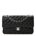 Caviar Quilted Medium Double Flap Black