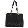 Caviar Quilted Grand Shopping Tote GST Black