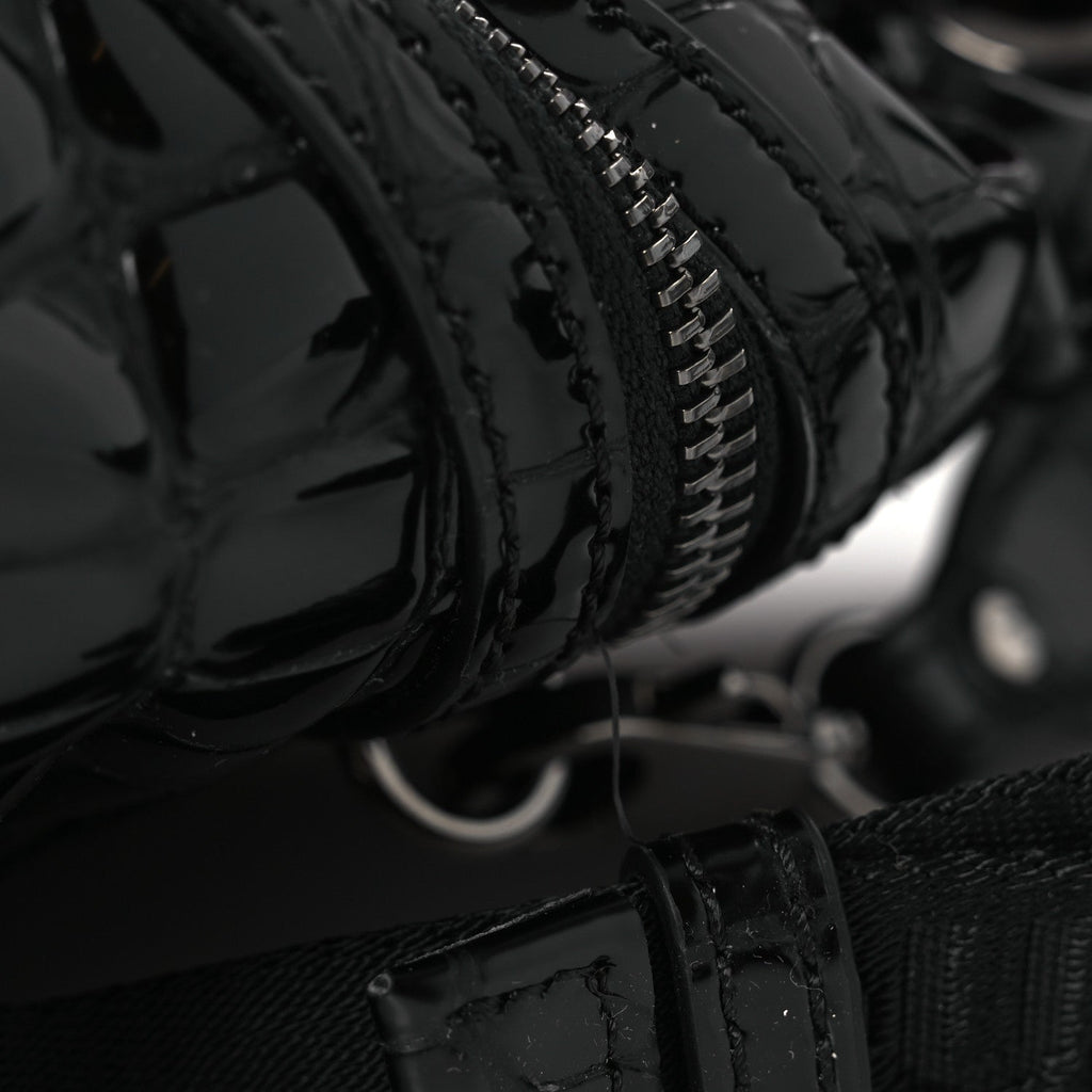 Calfskin Alligator Embossed Small Explorafunk Backpack Black