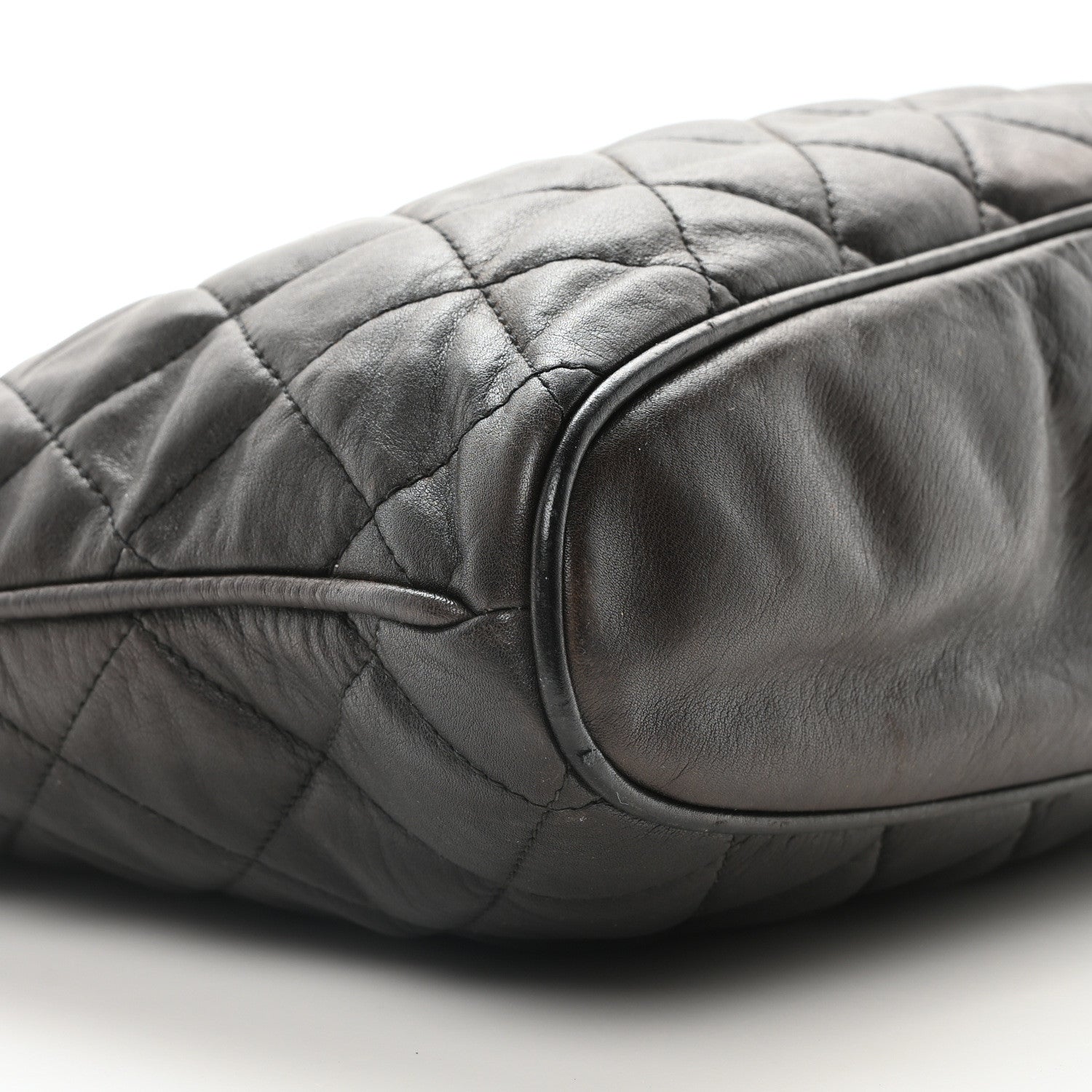Calfskin Quilted CC Shopping Tote Black